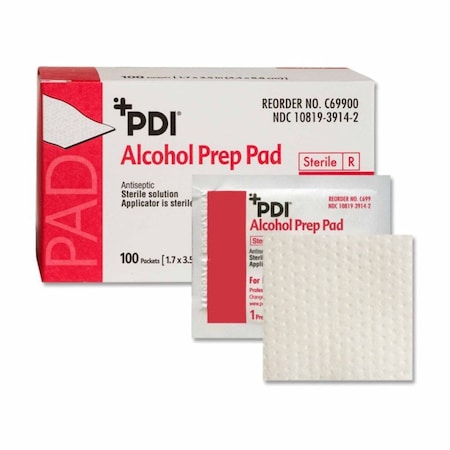 Pdi Alcohol Prep Pad 70% Strength Isopropyl Alcohol Individual Packet Sterile, 1000PK C69900